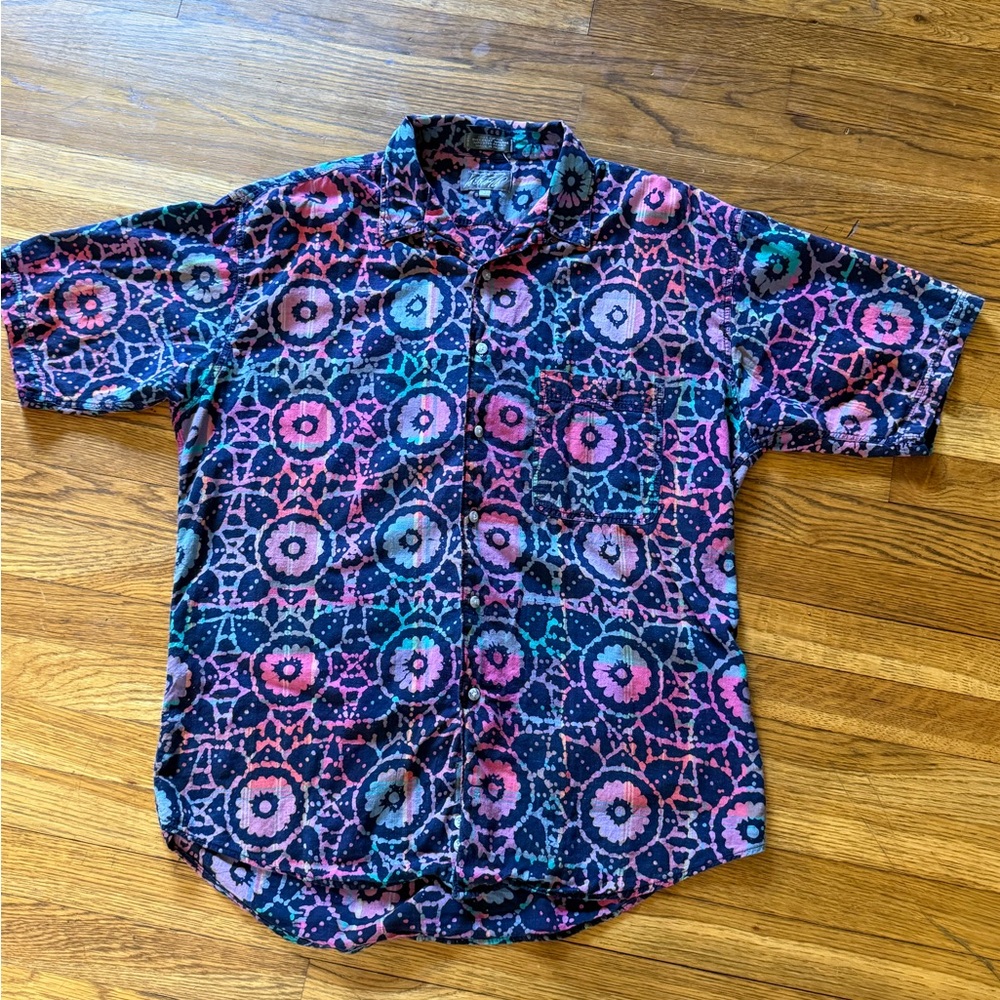 Vintage 1980s LORD & TAYLOR Kensington Collection preppy eclectic surfer shirt L